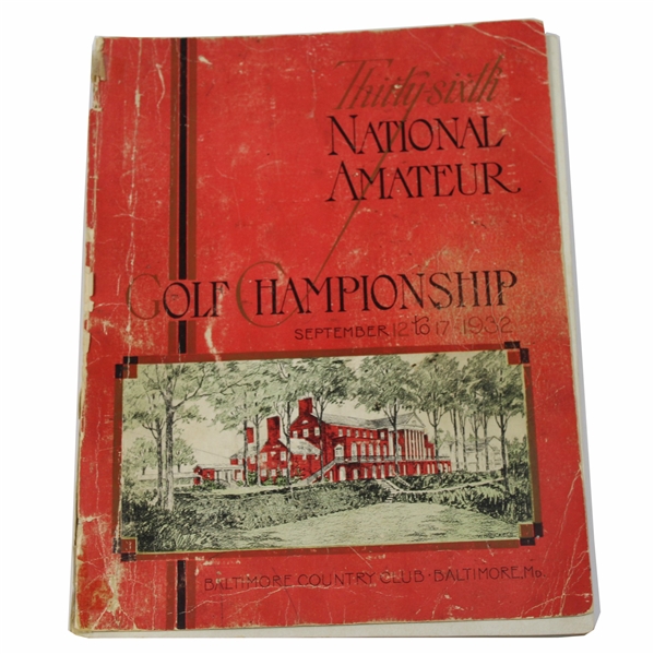 1932 US Amateur Championship at Baltimore CC Program - Ross Somerville