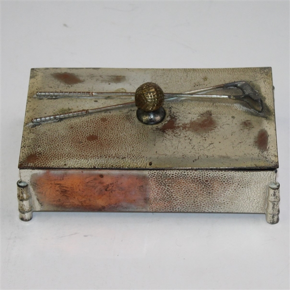 Classic Silver Box with Detachable Lid - Golf Ball with Crossed Clubs