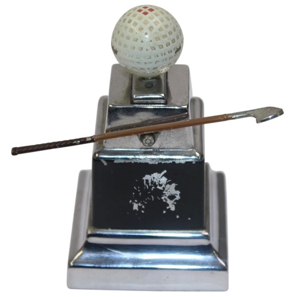 Vintage Golf Ball Lighter on Pedestal with Golf Club Lever