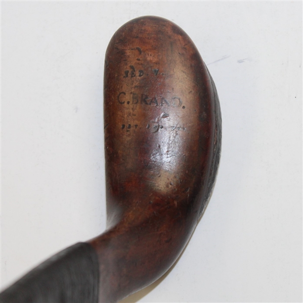 Circa Late 1890's Charles Brand Slight Wry-Neck Wood Putter - Carnoustie Stamp Shaft