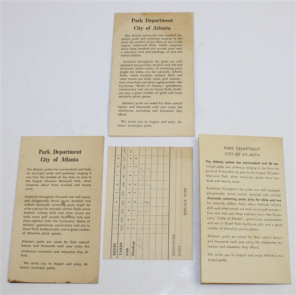Four Vintage Atlanta Local Golf Course Scorecards - One from Augusta Camp Gordon Course