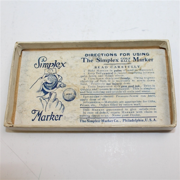 Vintage Metal Simplex Marker - Used to Mark/Name Golf Balls - Includes Instructions