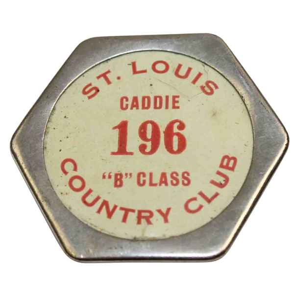 Metal Caddie Badge from St. Louis Country Club #196 - B Class