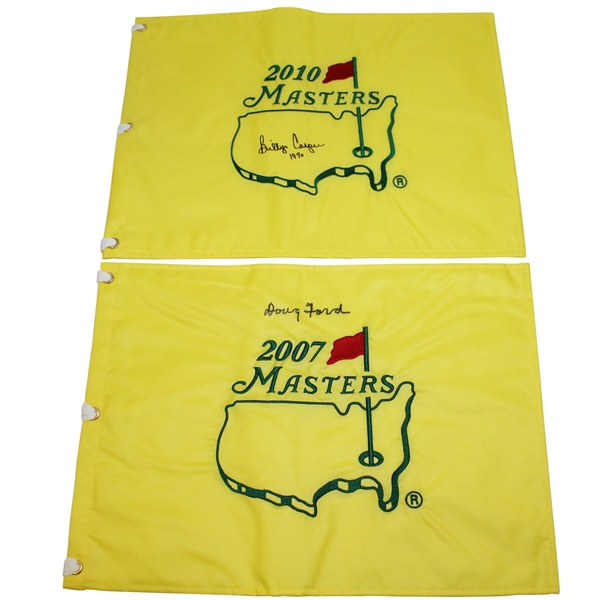 Doug Ford(2007) & Billy Casper(2010) Signed Masters Embroidered Flags JSA ALOA