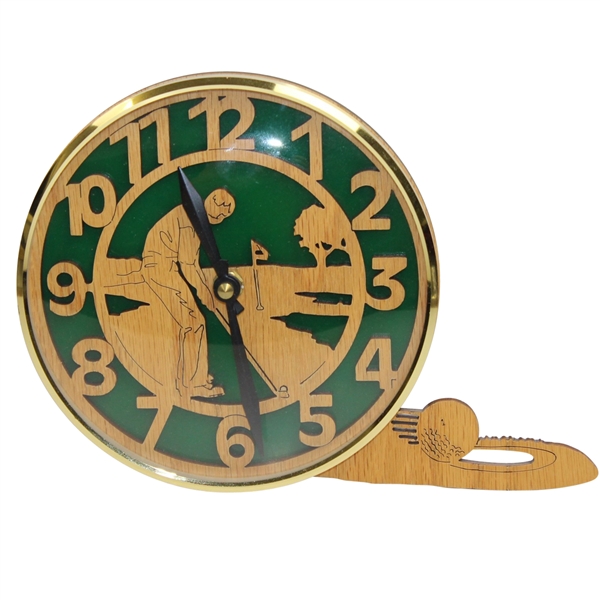 Undated Carved Wooden Golf Themed Clock