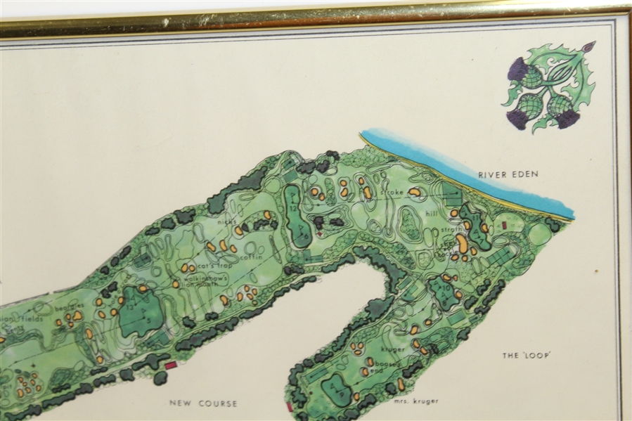1968 The Old Course St. Andrews J.P. Izatt Golf Architect Visual Survey - Framed