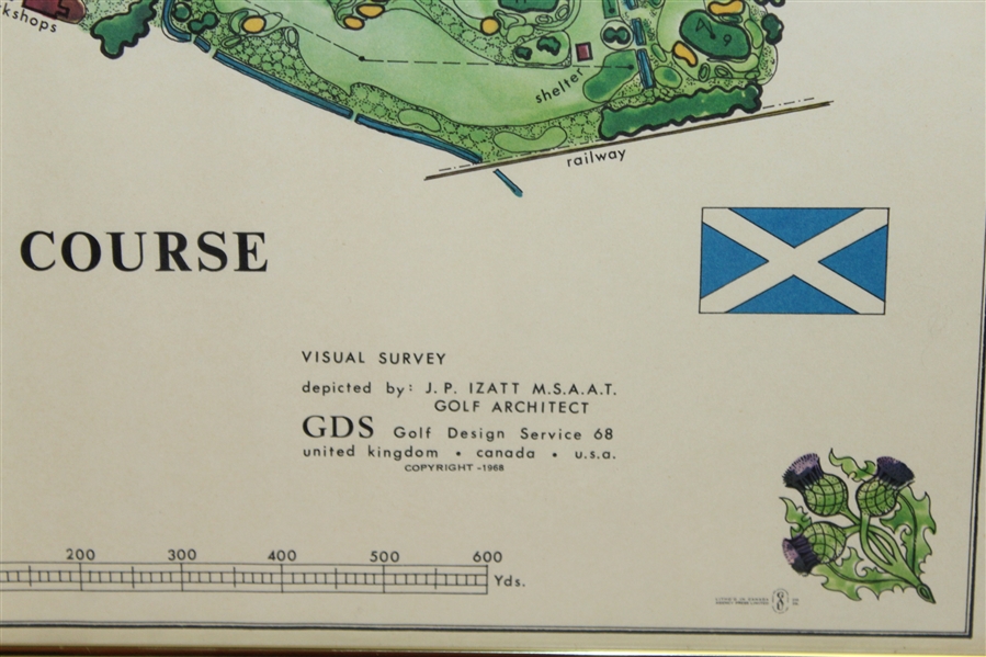 1968 Carnoustie Golf Course J.P. Izatt Golf Architect Visual Survey - Framed