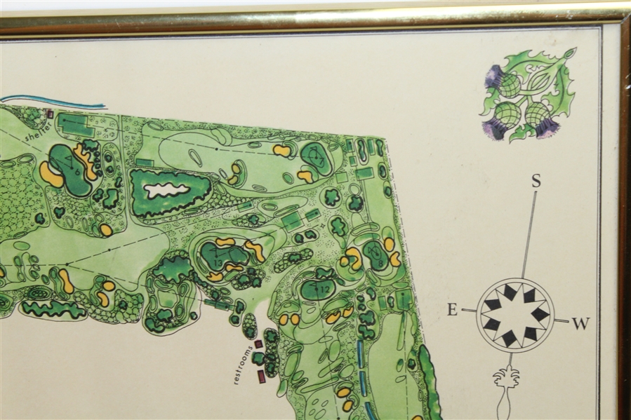 1968 Carnoustie Golf Course J.P. Izatt Golf Architect Visual Survey - Framed