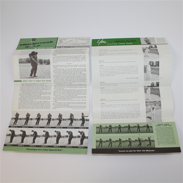Ten Arnold Palmer Golf Instructional Fold Out Booklets