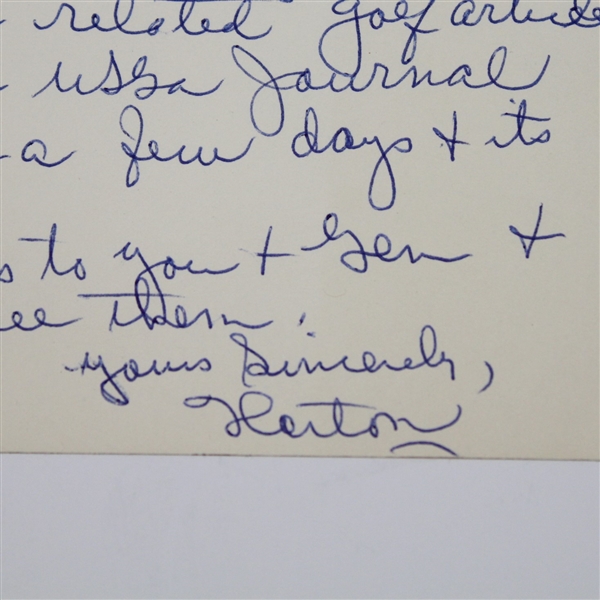 Horton Smith Hand-Written 1957 Letter - Signed Simply Horton JSA ALOA