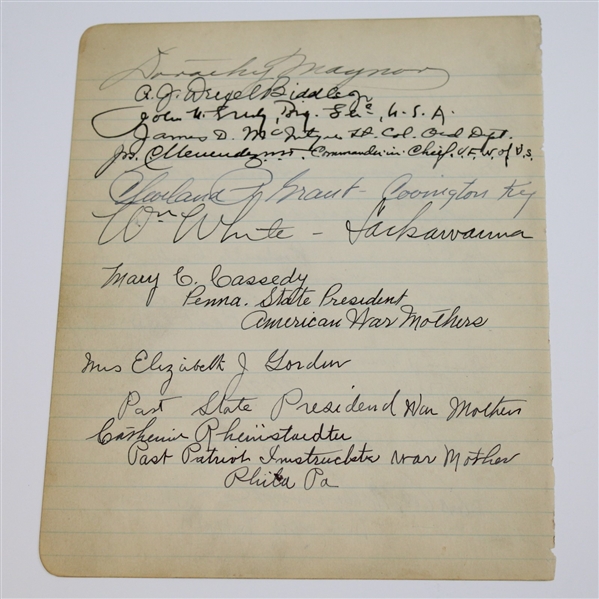 1940 Multi-Signed Sheet with Ralph Guldahl (Masters & U.S. Open Champ), Paul Runyan, Turnesa's, and others JSA ALOA