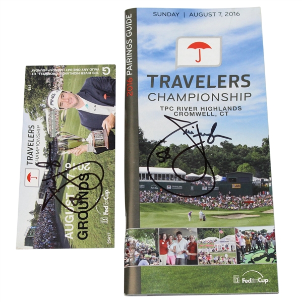 Jim Furyk Signed 2016  Sunday Travelers Ticket & Pairing Guide with Record  58 Notation JSA ALOA