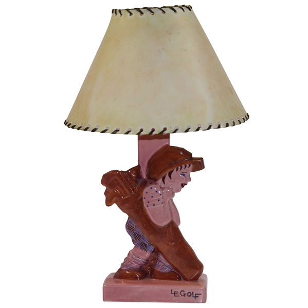 Circa 1920's French 'Le Golf' Ceramic Lamp with Shade