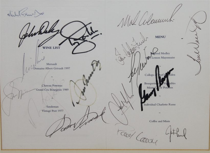 2000 Open Championship at R&A St. Andrews Dinner Menu - Past Champs Dinner W/17 Autographs JSA ALOA