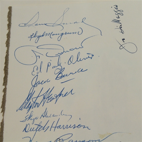 1951 Ryder Cup  Dinner Menu Signed by 9 U.S. Team, Horton Smith & Joe DiMaggio- JSA ALOA