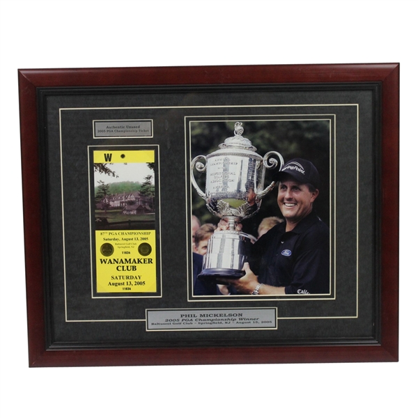 Phil Mickelson 2005 PGA Championship Ticket and Photo Display - Frame