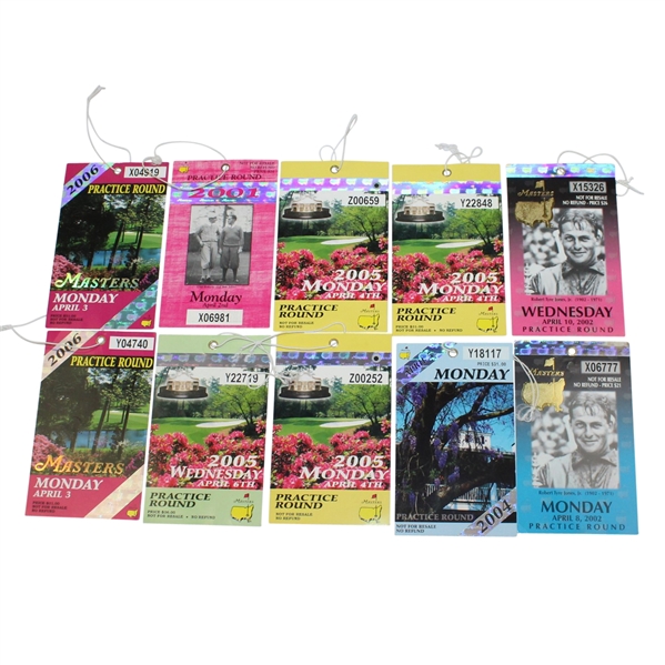 Lot of 10 Masters Practice Round Tickets