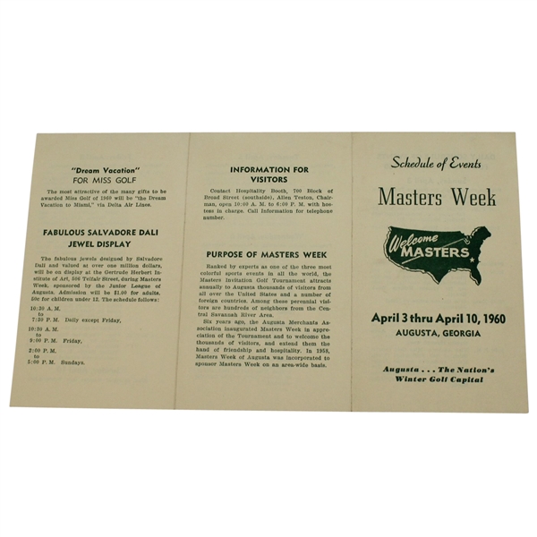 1960 Masters Week Schedule of Events Pamphlet