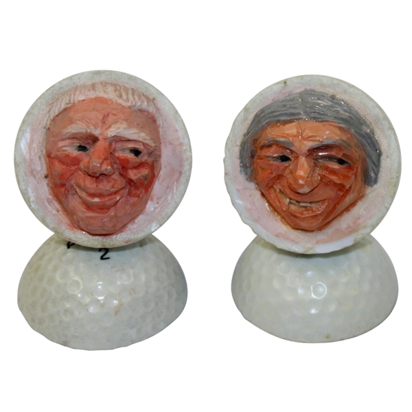 Hand Carved From Real Golf Balls - Old Man & Woman
