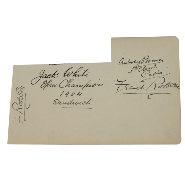 Jack White (1904 Open Champ), Aubrey Boomer, and Fred Robson Signed Page JSA ALOA