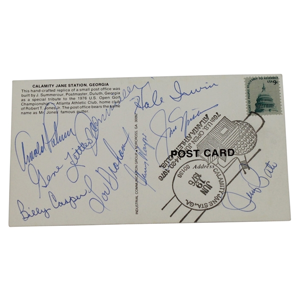 Multi-Signed 1976 Calamity Jane Postcard - Palmer, Nicklaus, Player, & others JSA ALOA