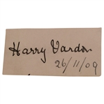 Harry Vardon Signed Cut with Date 26/11/09 JSA #Z25216
