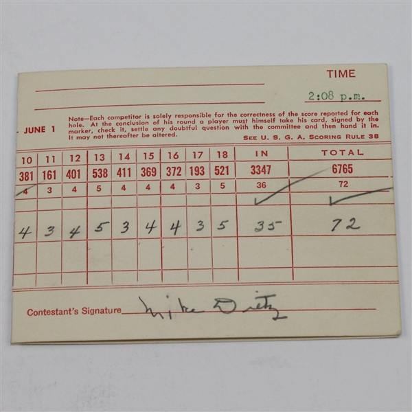 1958 Western Open Scorecard Signed by Tony Lema & Mike Dietz JSA ALOA