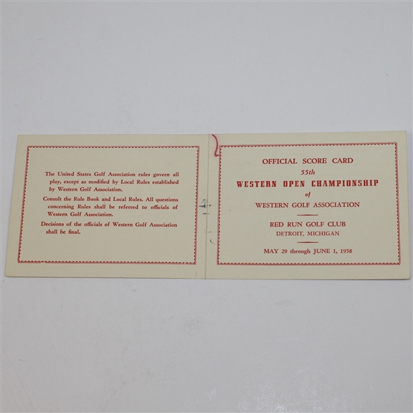 1958 Western Open Scorecard Signed by Tony Lema & Mike Dietz JSA ALOA