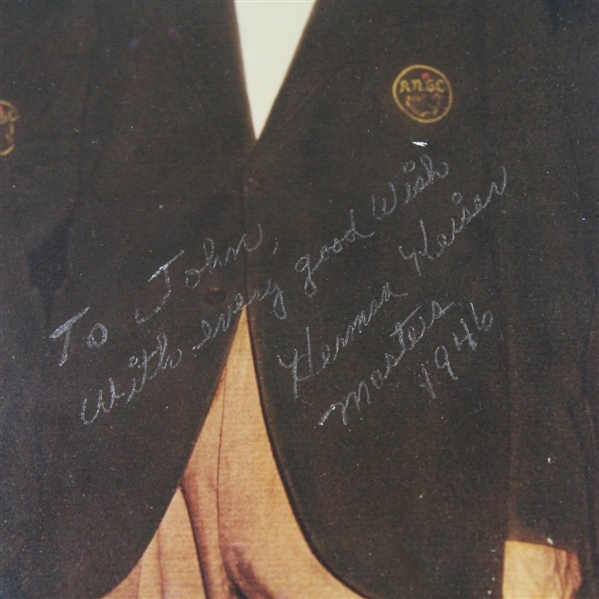 Herman Keiser Signed Masters Photo with Ben Hogan & Bobby Jones - Framed JSA ALOA