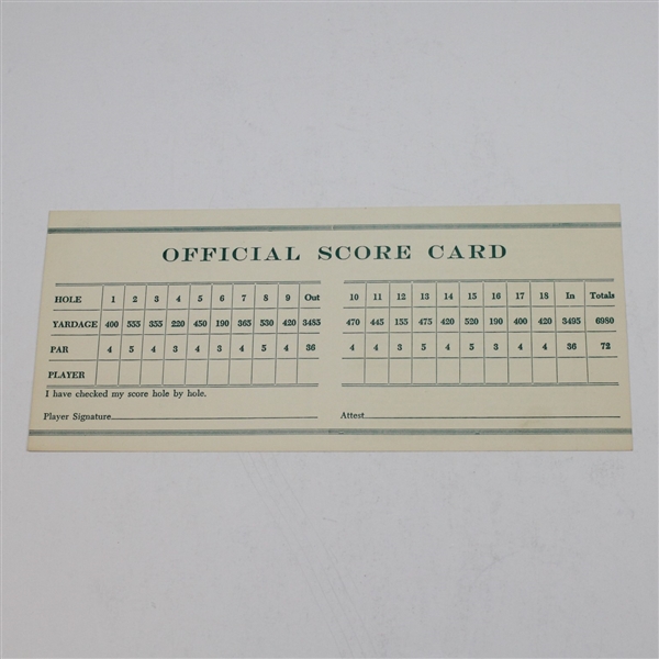 1963 Masters Tournament Official Scorecard - Nicklaus 1st Masters Win