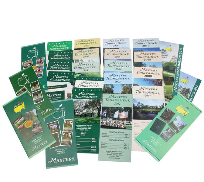26 Different Masters Tournament Package Pamphlets - 1993-2012