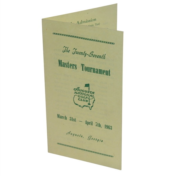 1963 Masters Tournament Original Ticket Brochure for Prospective Patrons