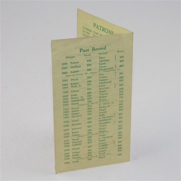 1965 Masters Tournament Original Ticket Brochure for Prospective Patrons