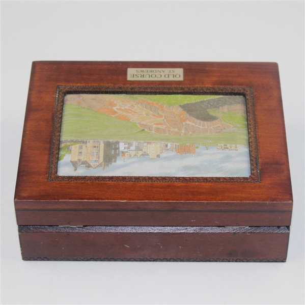 Old Course St. Andrews Detailed Wooden Cash's Box - Made in England
