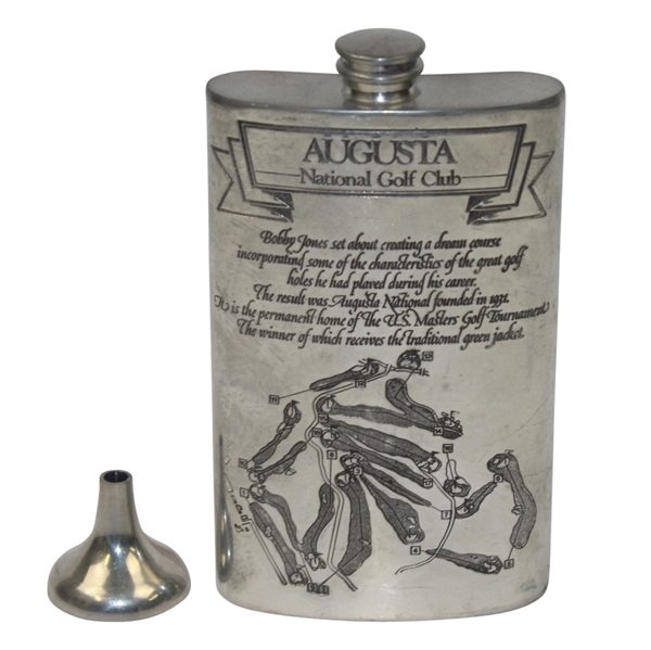 Augusta National Golf Club Sheffield Pewter Flask with Funnel - Made in England