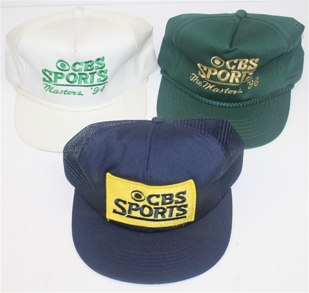 3 CBS Hats ('94 & '96 Masters), 1991 Pro-Set Card Set, Masters Playing Cards, and 3 Masters Golf Balls