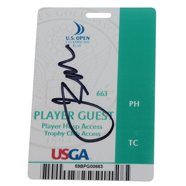 Jordan Spieth Signed 2015 US Open Player Guest Badge FULL JSA #Z02637