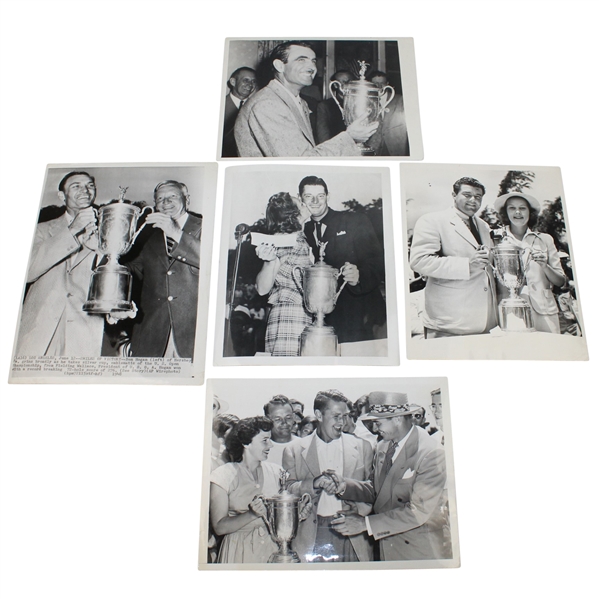 Little('40), Hogan('48), Mangrum('46), Worsham('47) & Middlecoff('49) Original US Open Wire Photos