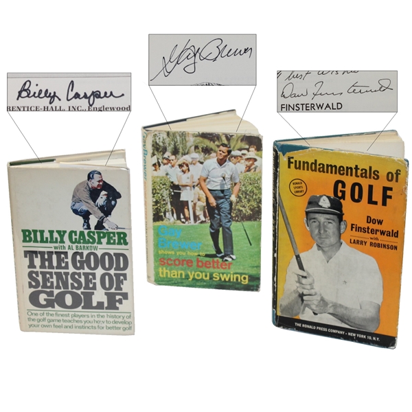 Billy Casper, Gay Brewer, & Dow Finsterwald Signed Golf Book Biographies JSA ALOA