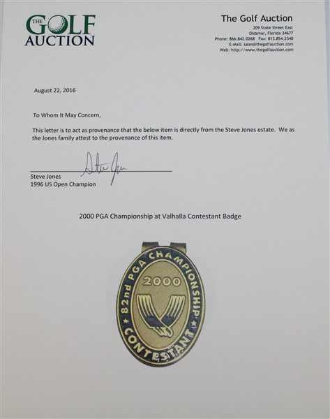 2000 PGA Championship at Valhalla Contestant Badge - Steve Jones Collection