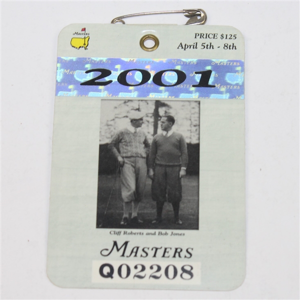 2001 Masters Matted Piece w/Commemorative Pin & 2001 Masters Badge