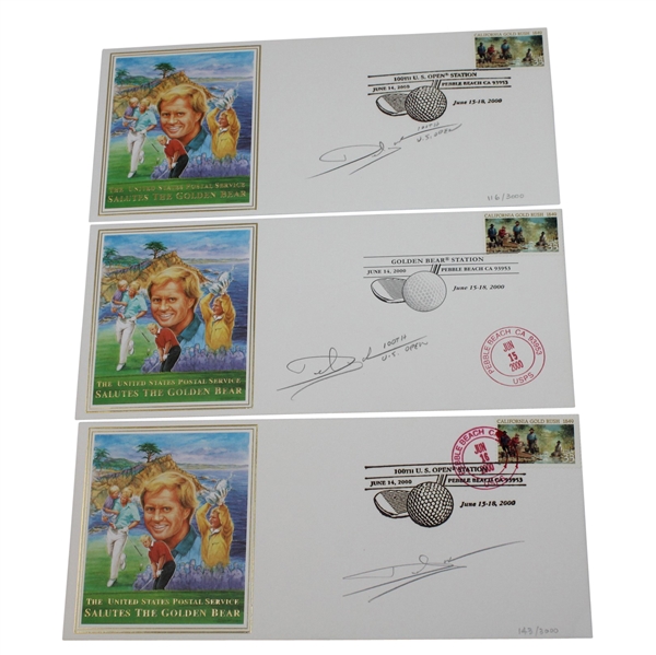 Lot of Three 100th U.S. Open 'Jack Nicklaus' Cachets From Pebble Beach