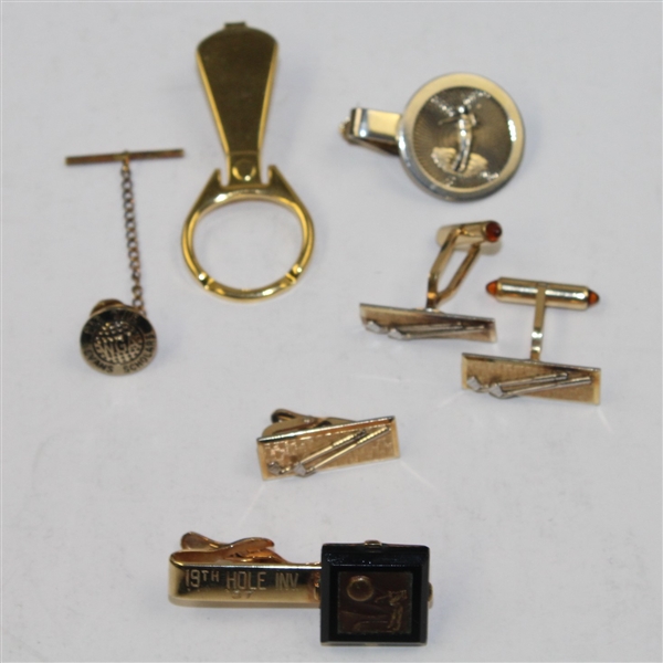 Miscellaneous Lot of Cuff Links, Jewelry Box, Ties, & Ties/Clips