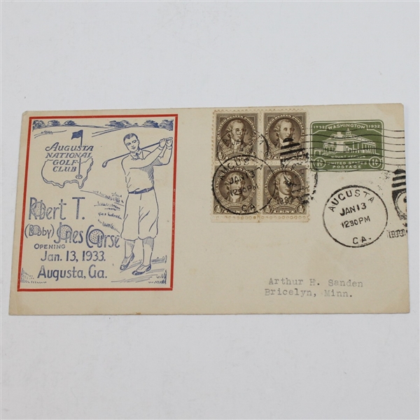 1933 Augusta National Golf Club Bobby Jones Course FDC Envelope- 'Red Ink'