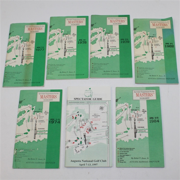 Lot of Seven Masters Spectator Guides Including - 1974, 1977-1979, '82, '84, 1997