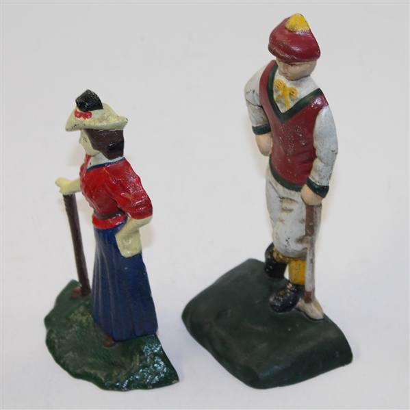 Pair of Vintage Male Golfer and Female Golfer Iron Door Stop/Bookends