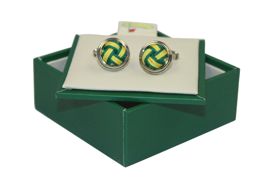 Masters Green and Yellow Round Knot Cuff Links