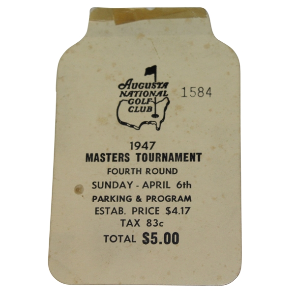 1947 Masters Tournament Sunday Ticket #1584