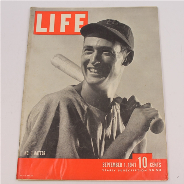 Ted Williams Signed Match Used Scorecard & Club Receipt Plus 1941 Life Magazine JSA ALOA