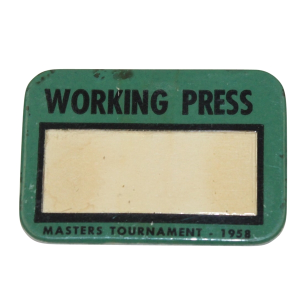 1958 Masters Tournament 'Working Press' Badge